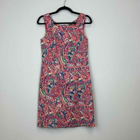 Talbots Pink Paisley Print Sleeveless Sheath Dress Size 2P - Picture 1 of 8